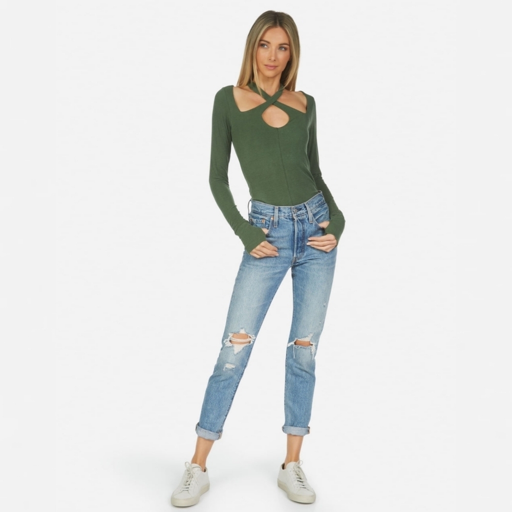 Michael Lauren Green Crisscross Top - Picture 13 of 16